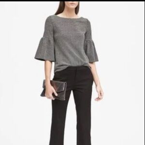 NWT Banana Republic Charcoal Gray Bouclé Couture Top with 3/4 Bell Sleeves. M